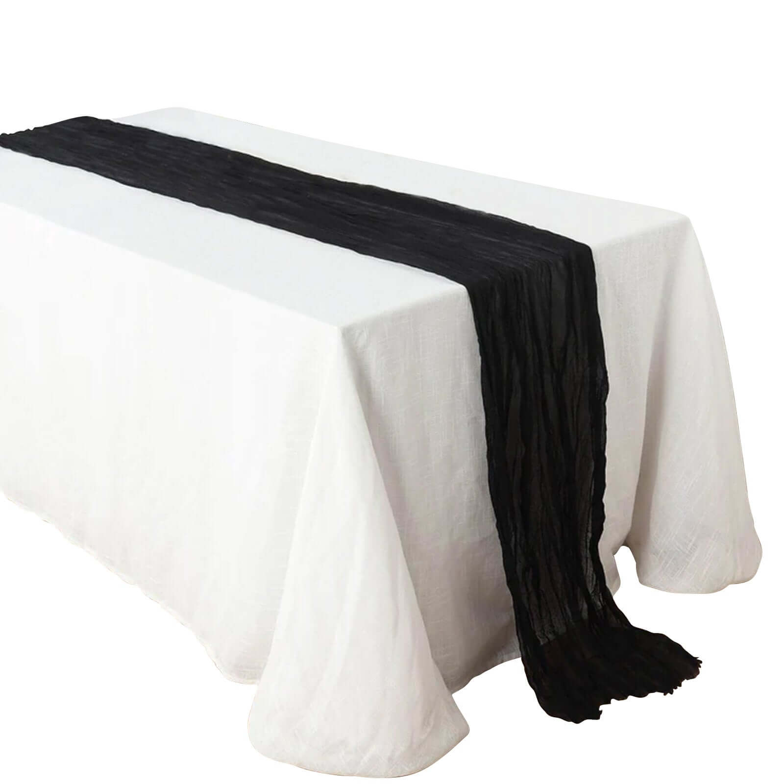 Gauze Cheesecloth 10ft Table Runner Black - Soft & Rustic Boho Linen Runner