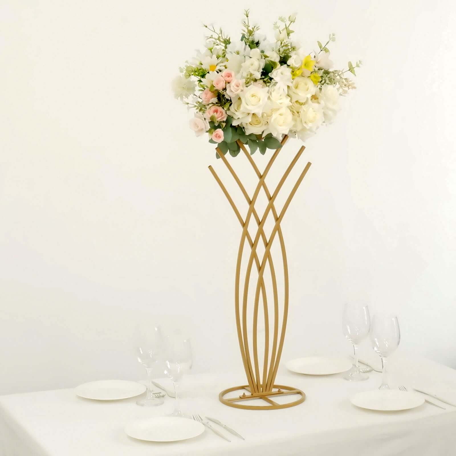 Metal Table Centerpiece Gold Mermaid Tail Design - Wedding Floral Display Flower Frame Stand 2ft