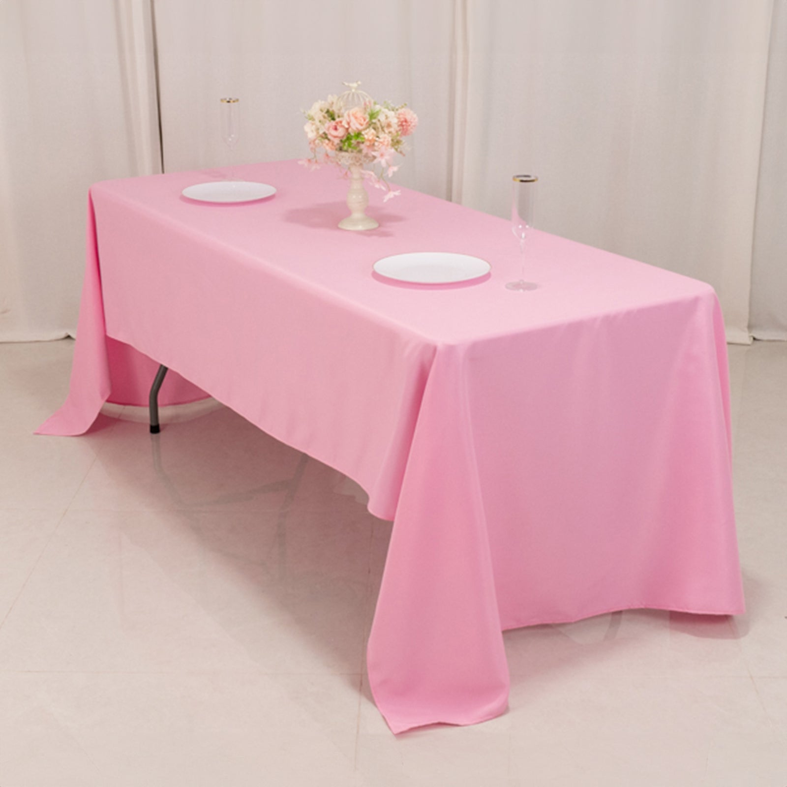 Premium Polyester 60x126 Rectangle Tablecloth Pink - Stain-Resistant 220GSM Finish Table Cover