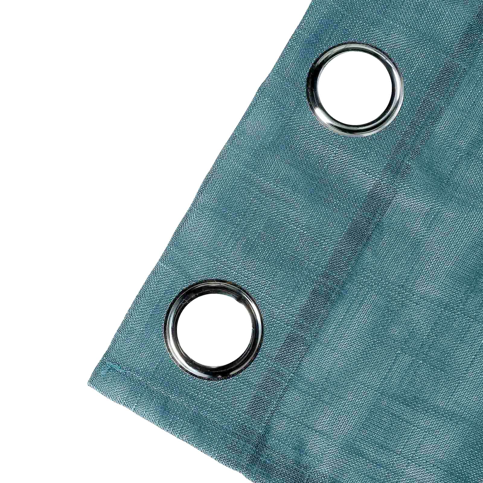 2 Pack Handmade Light Blue Faux Linen Curtains 52x64, Curtain Panels With Chrome Grommets