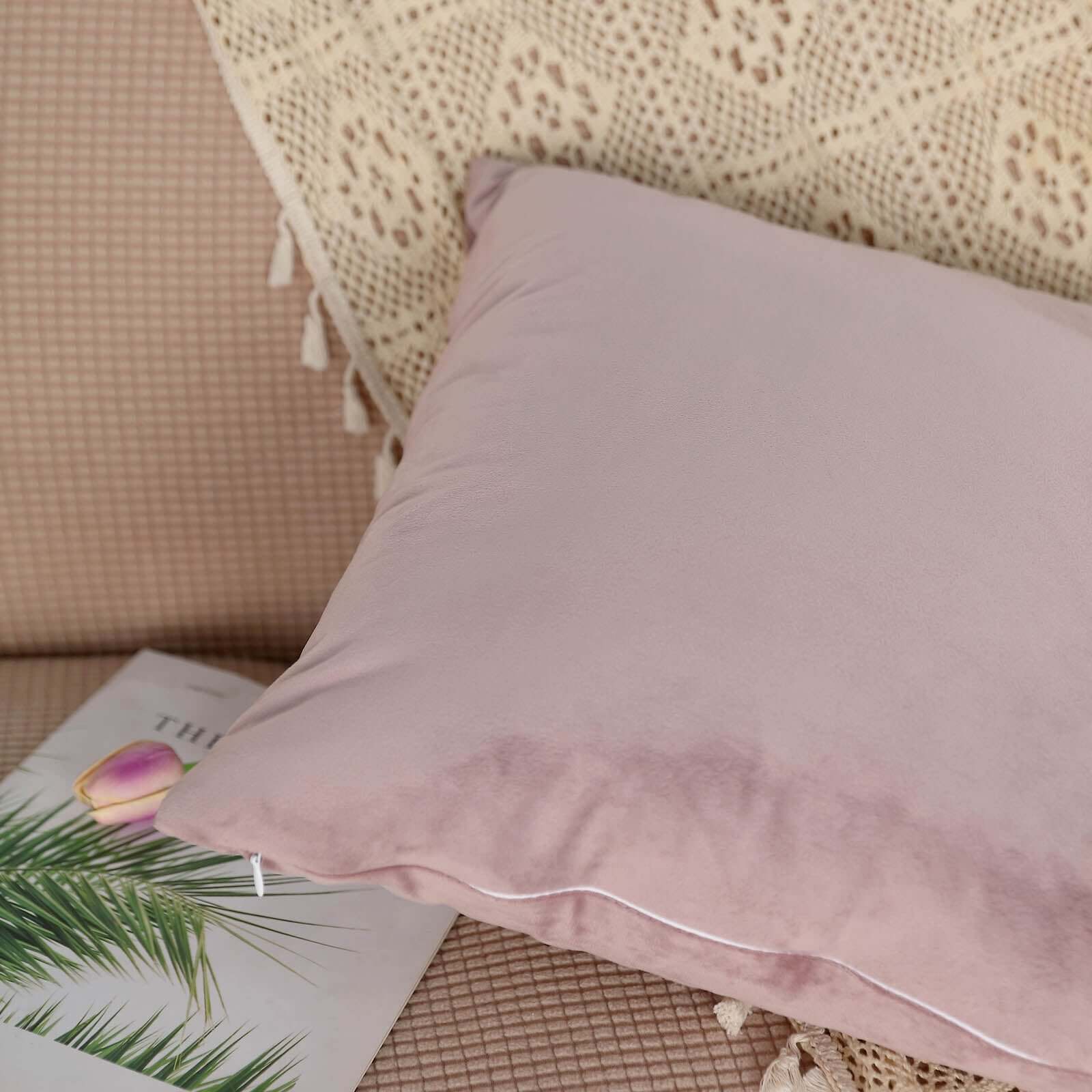 2 Pack 18 Mauve Soft Velvet Square Throw Pillow Cover