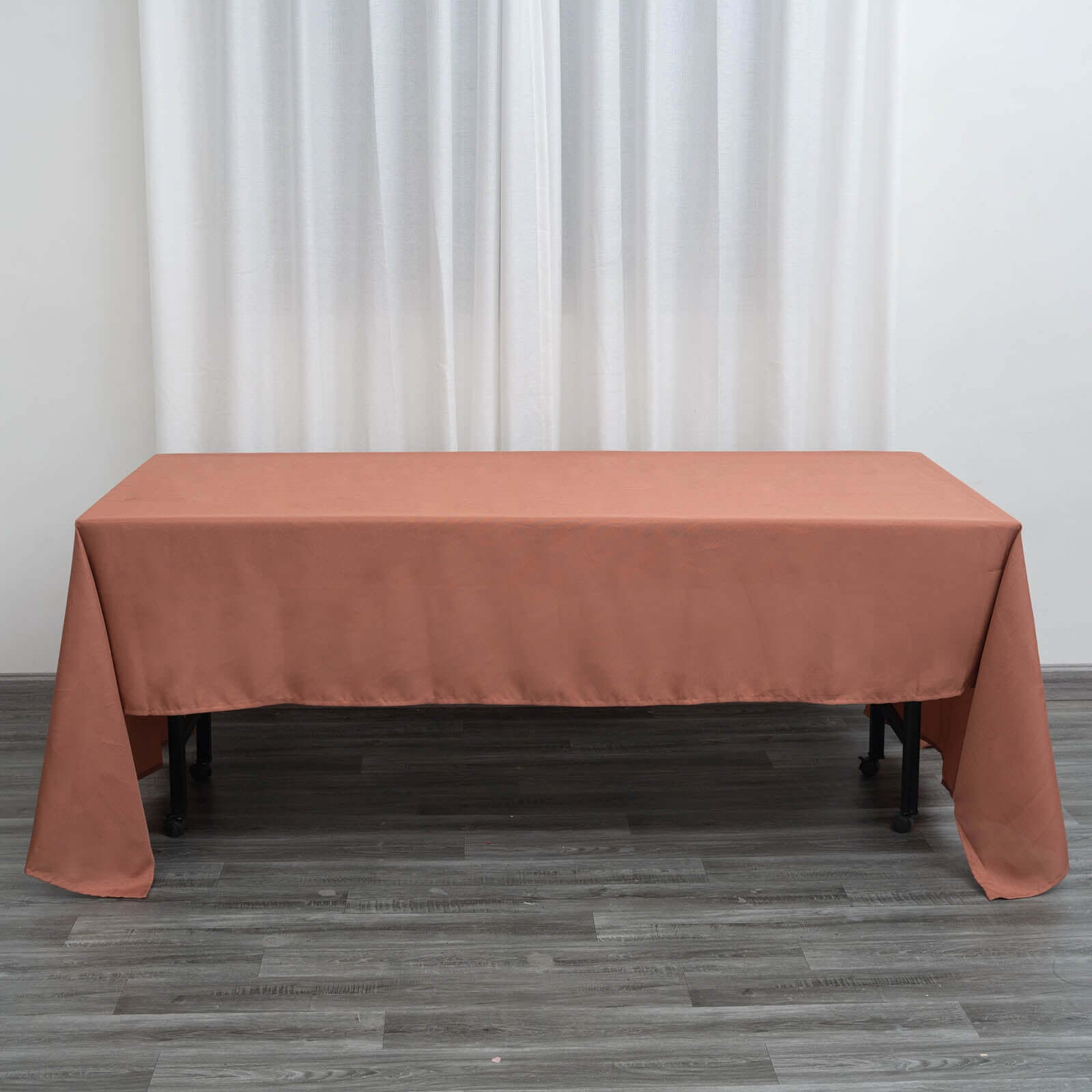 Polyester 60x126 Rectangle Tablecloth Terracotta (Rust) - Wrinkle-Resistant Table Cover