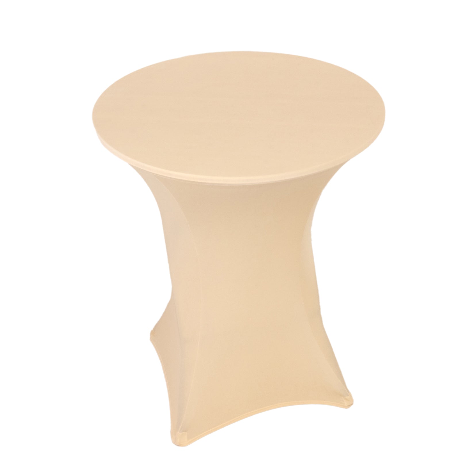 Spandex 33-36 Round Cocktail Table Cover Beige - Easy to Maintain Stretch Fitted Highboy Tablecloth