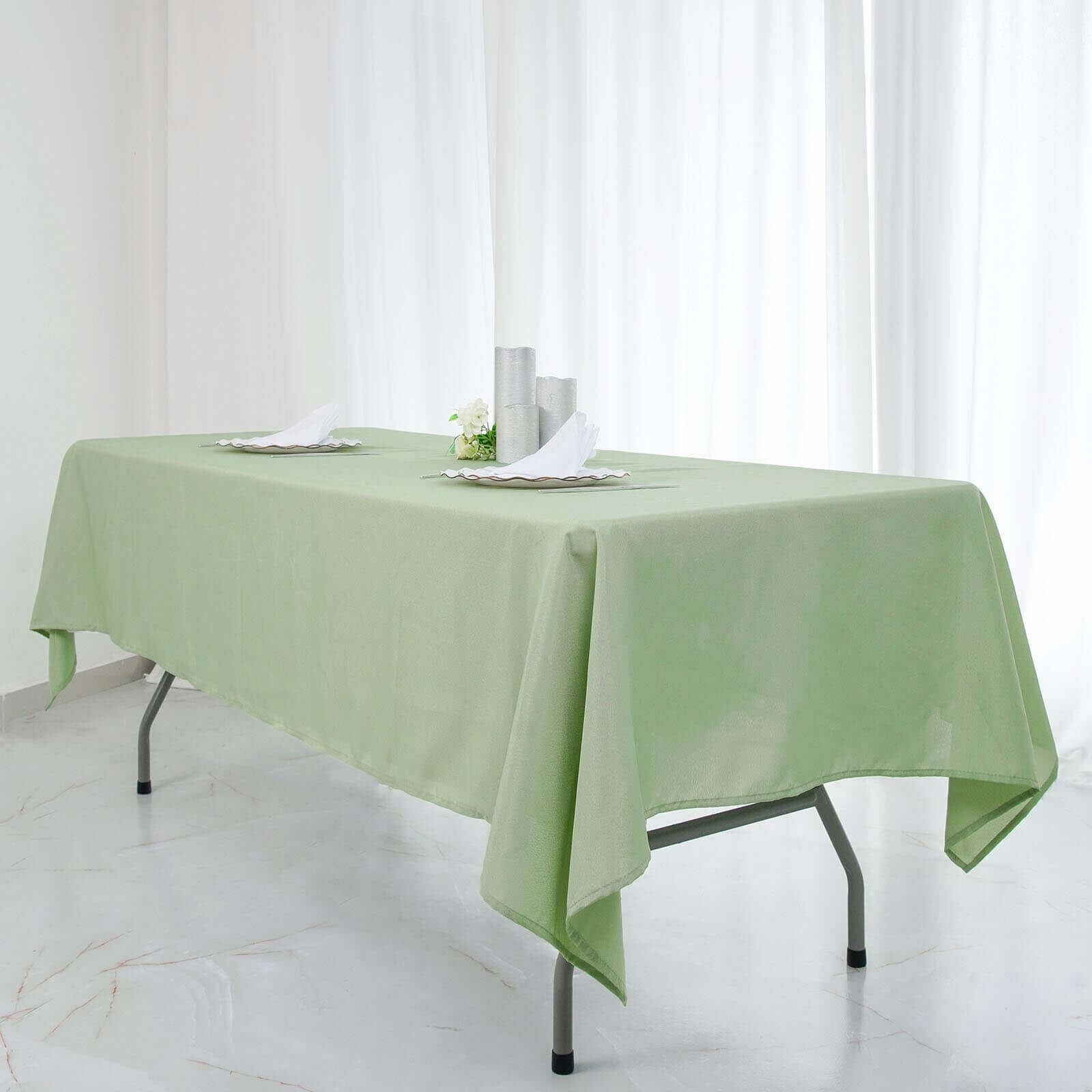 Polyester 60x126 Rectangle Tablecloth Sage Green - Wrinkle-Resistant Table Cover