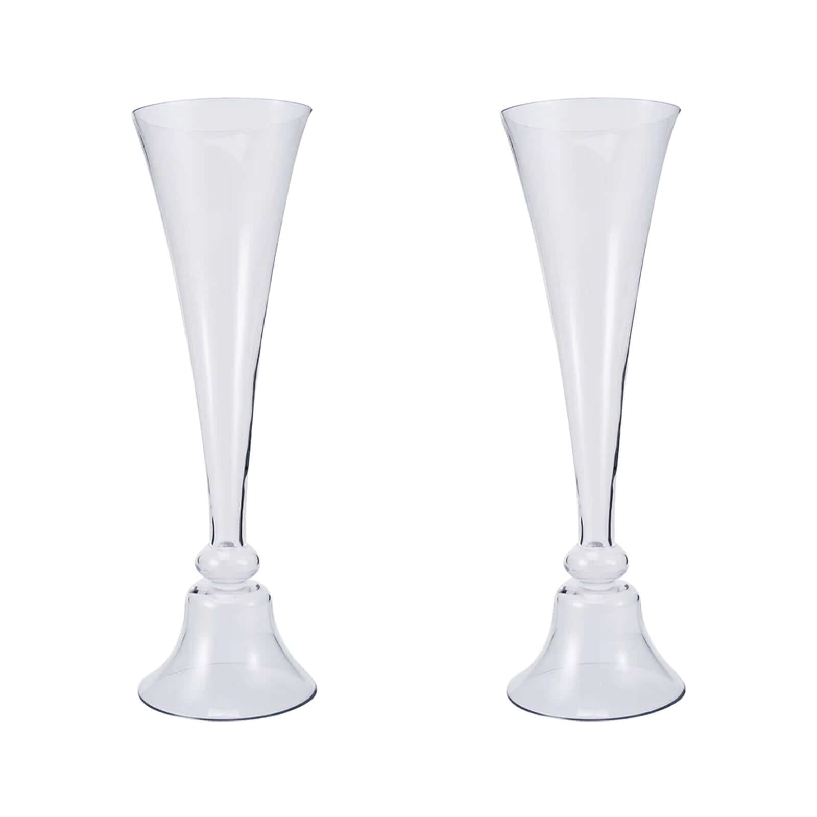 Set of 2 Glass Trumpet Vases Reversible Clarinet Style Clear - Decorative Flower Centerpieces for Events 28