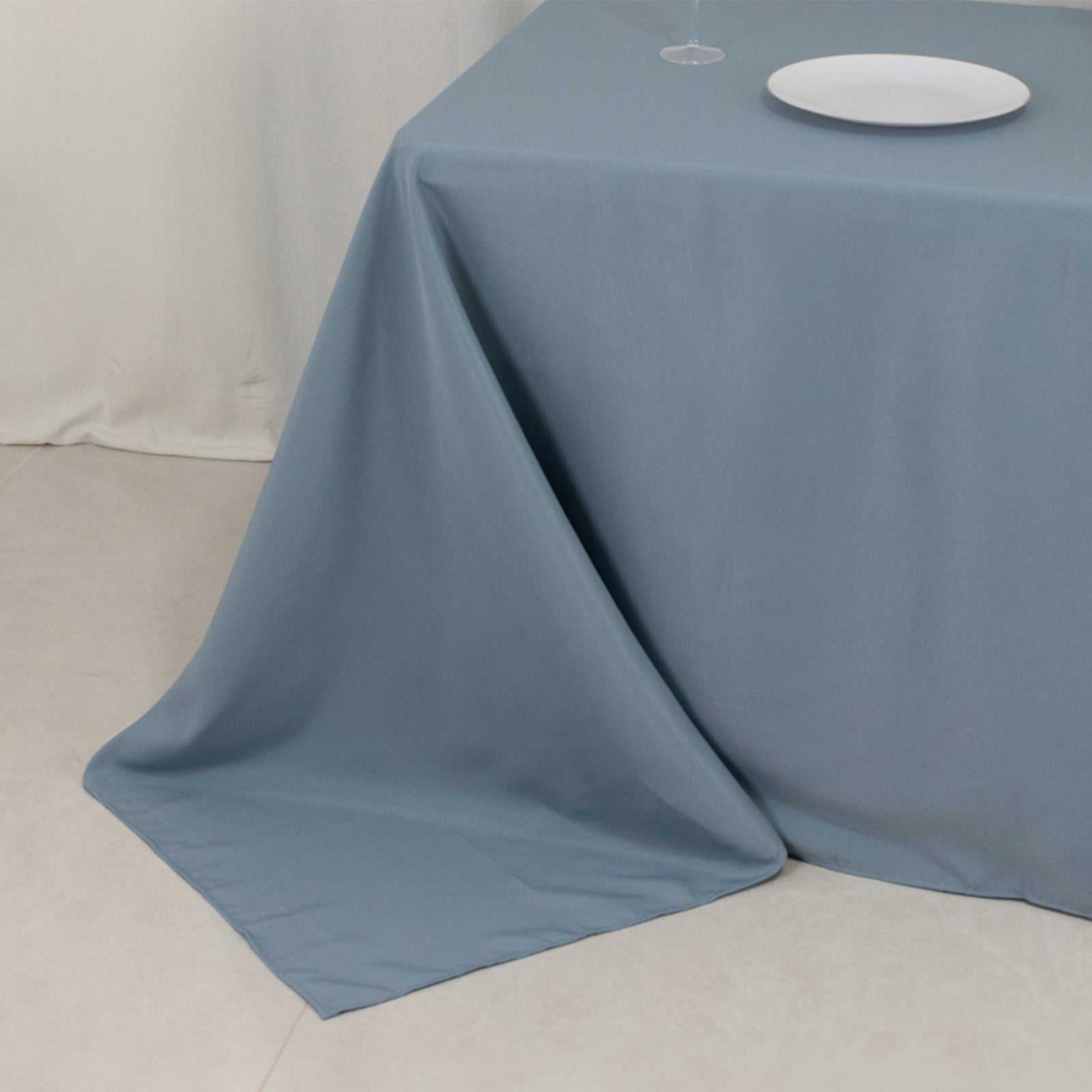 Premium Polyester 90x132 Rectangle Tablecloth Dusty Blue - Seamless 220GSM Stain-Resistant Table Cover