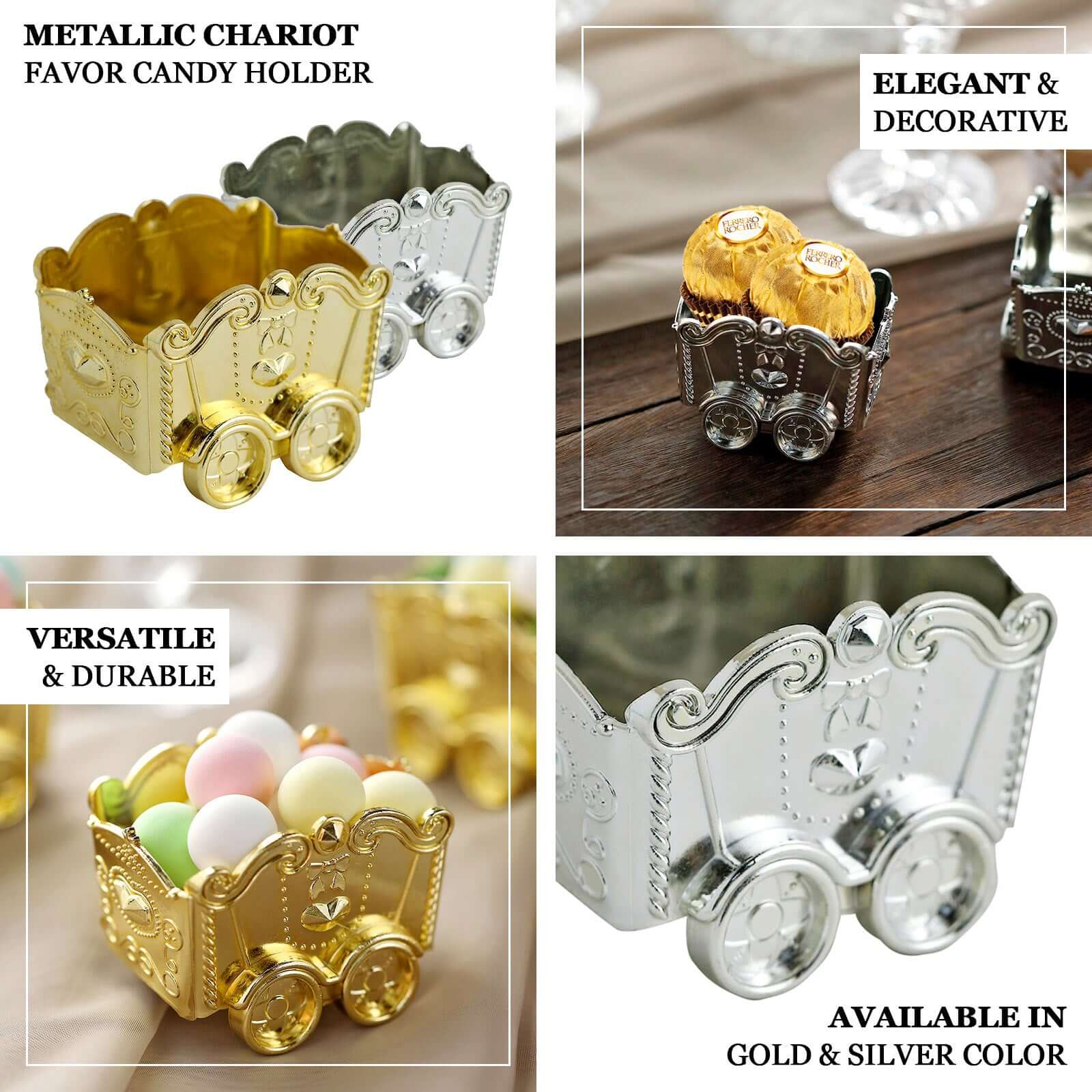 12 Pack 2.5 Gold Mini Chariot Treat Party Favor Boxes, Small Candy Container Gift Boxes