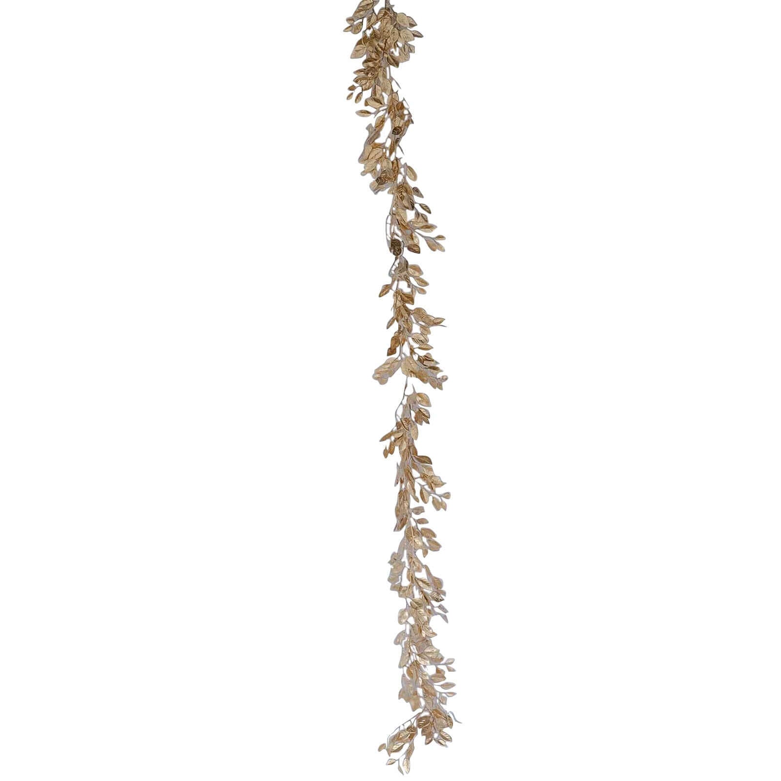 Artificial Magnolia Leaf Table Garland Metallic Gold - Decorative DIY Craft Hanging Vine Wreath 6ft