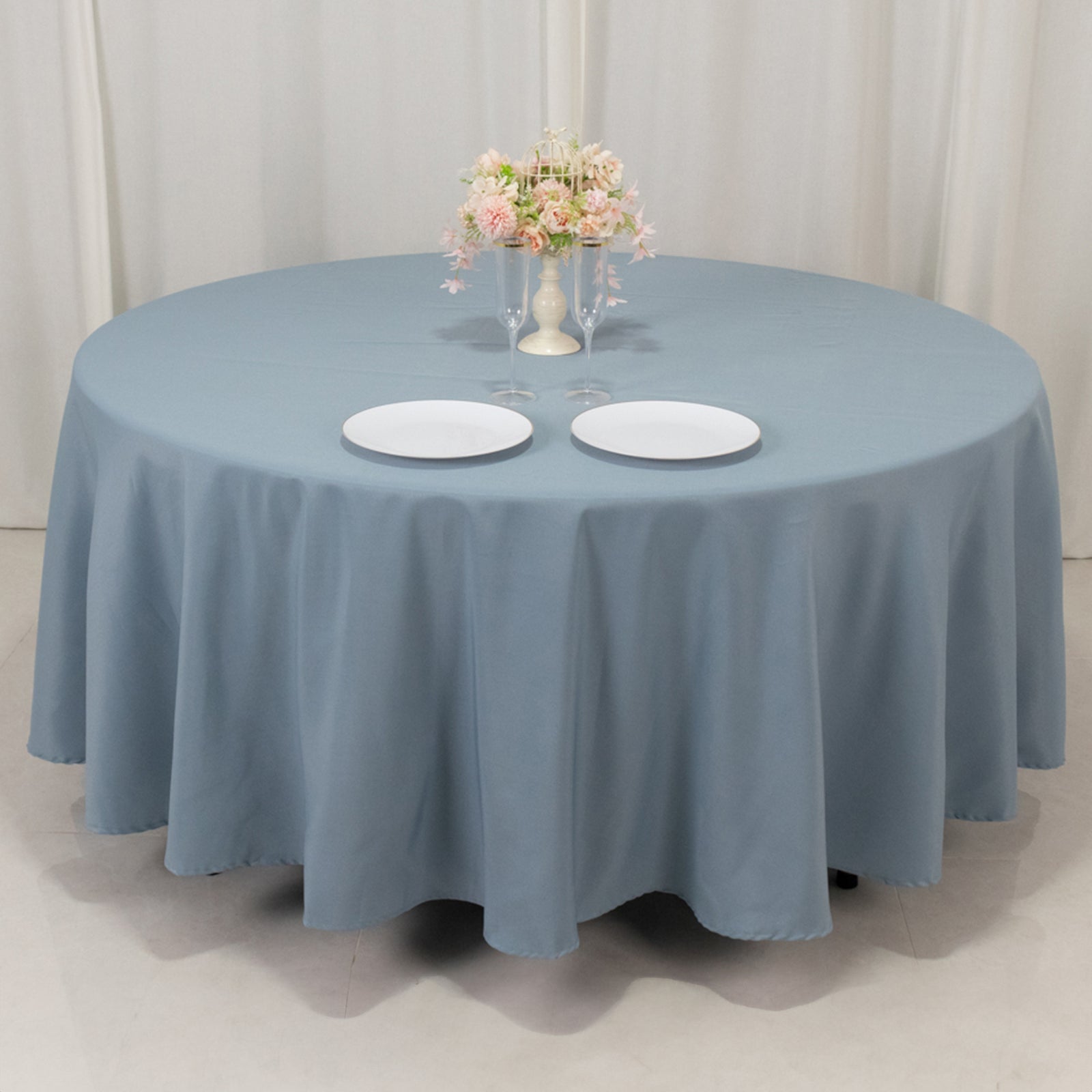 Premium Polyester 108 Round Tablecloth Dusty Blue - Wrinkle-Resistant 220GSM Table Cover