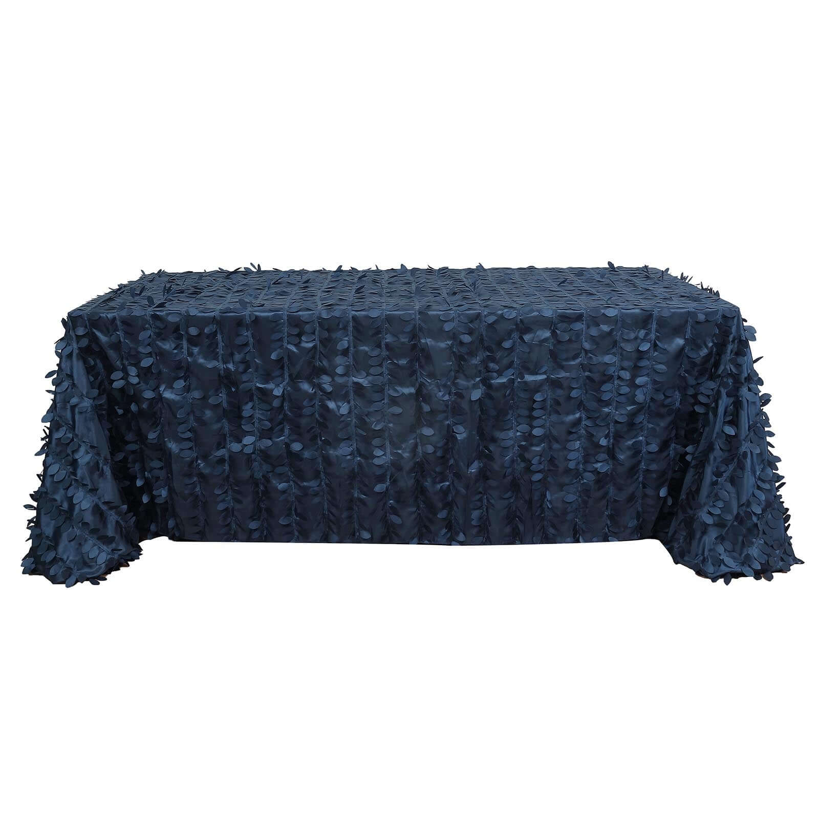 Taffeta 90x132 Rectangle Tablecloth Navy Blue | 3D Leaf Petal Design Seamless Table Cover