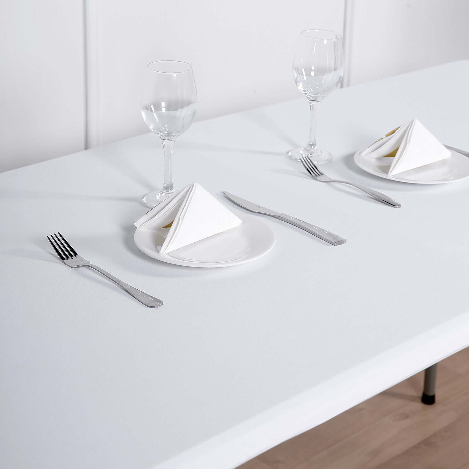 Stretch Spandex 72x30 Rectangle Tablecloth Top Cover White - Sleek & Durable Fitted Table Topper Cap