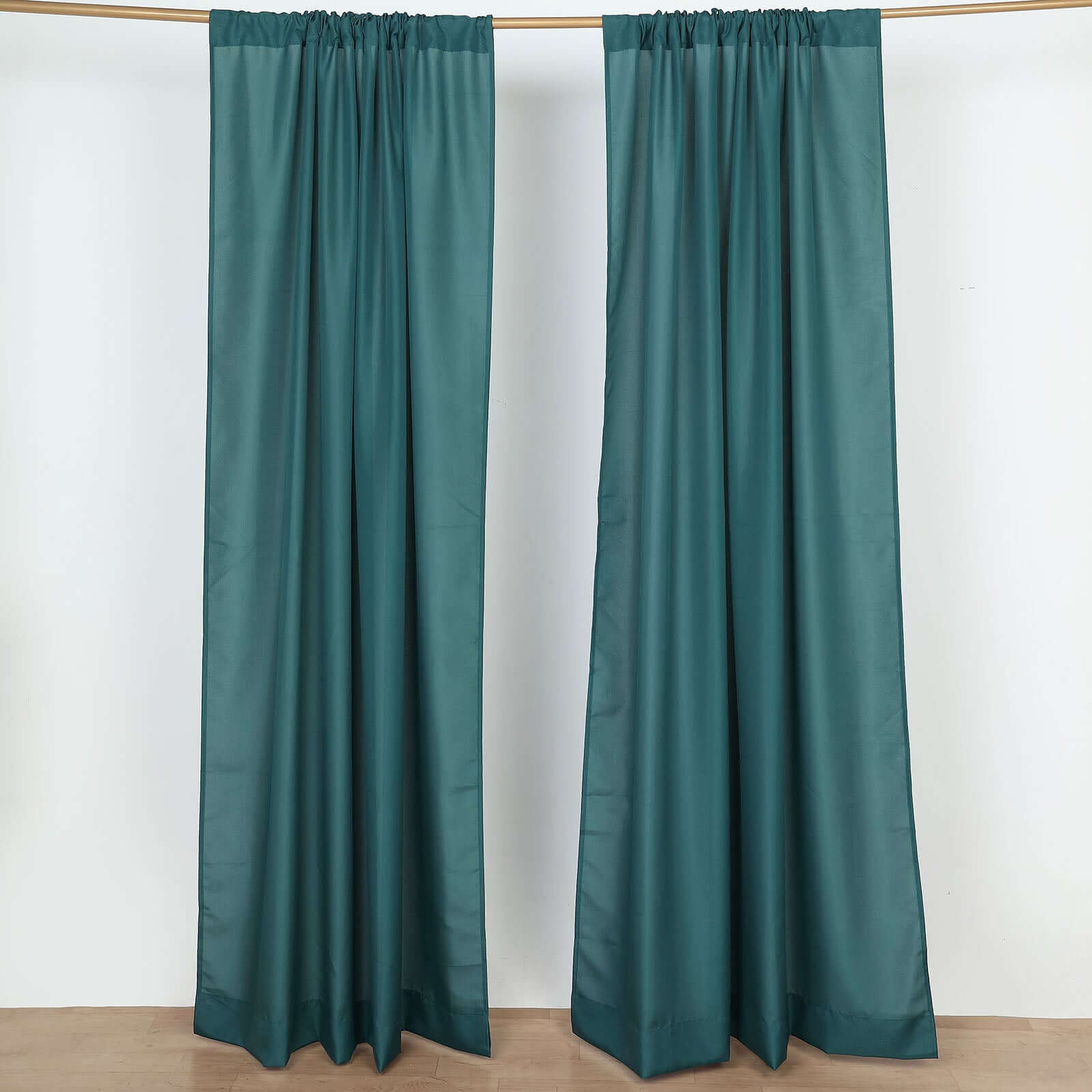 2 Pack Peacock Teal Polyester Event Curtain Drapes, 10ftx8ft Backdrop Event Panels With Rod Pockets 130 GSM