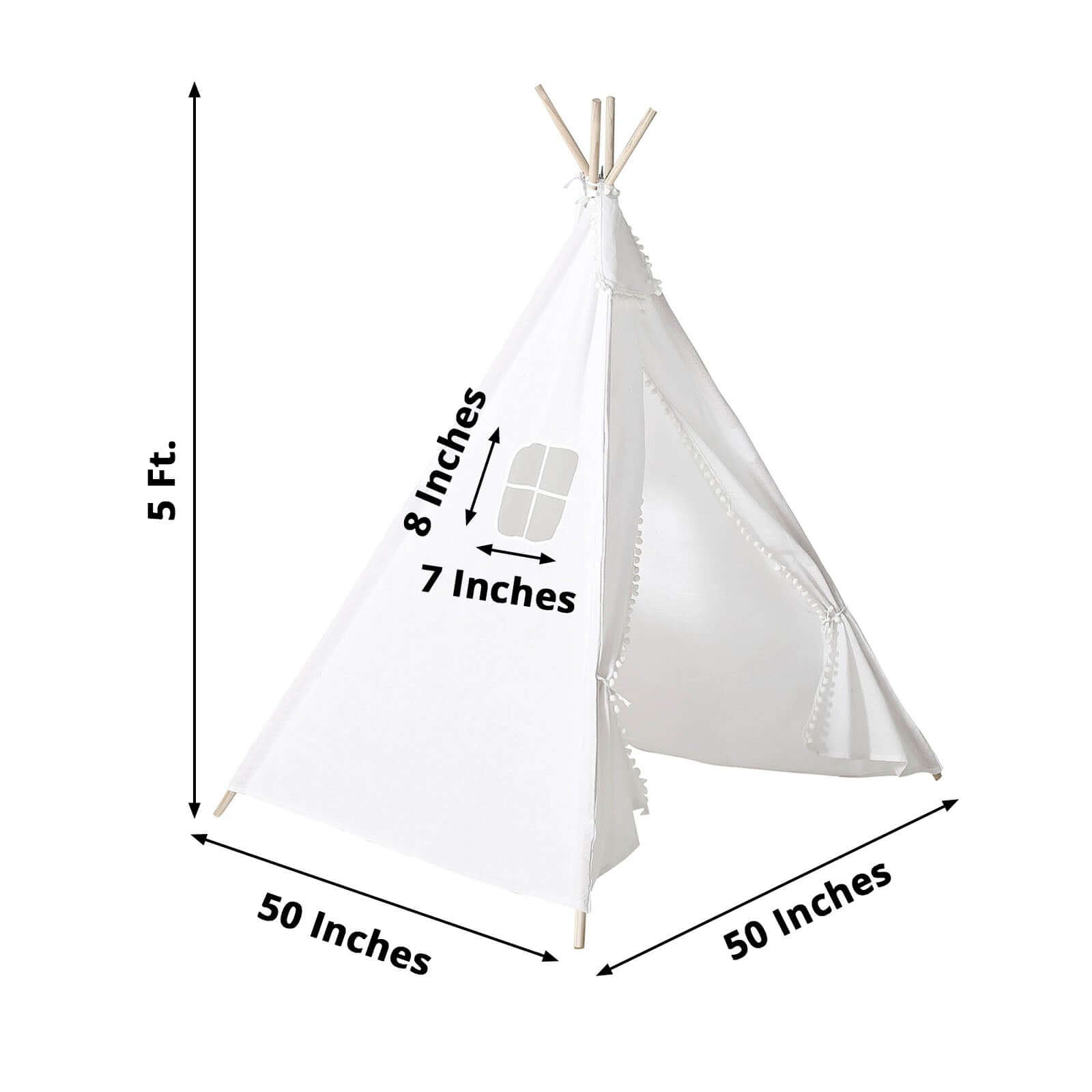 5ft Kids Linen Teepee Play Tent, Toddler Indoor Outdoor Playhouse With Window