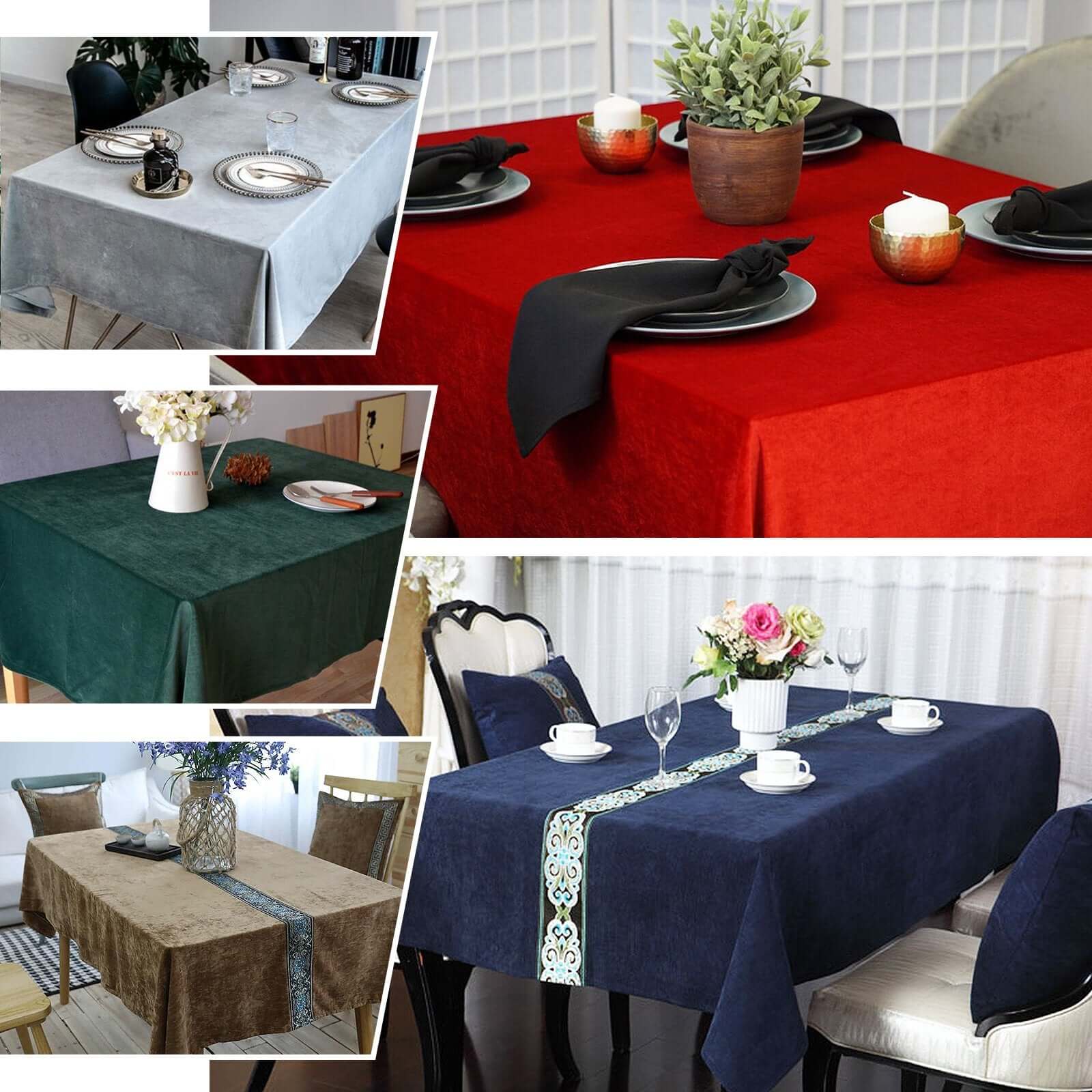 Premium Velvet 60x102 Rectangle Tablecloth Dusty Blue - Reusable & Soft Table Cover
