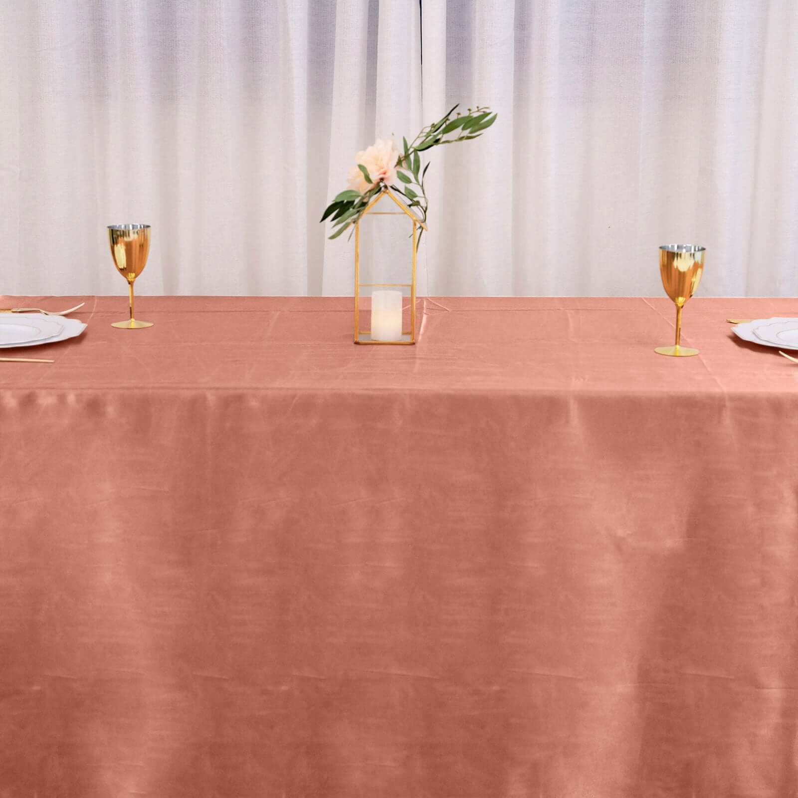 Satin Rectangular 90x156 Tablecloth Terracotta (Rust) - Seamless Table Cover