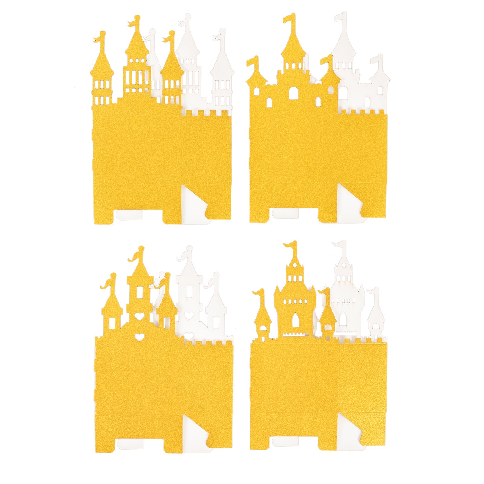 20 Pack Gold Glitter Fairy Tale Castle Favor Boxes, Princess Theme Cardstock Paper Candy Boxes Party Decorations - 3.5x2x6.5