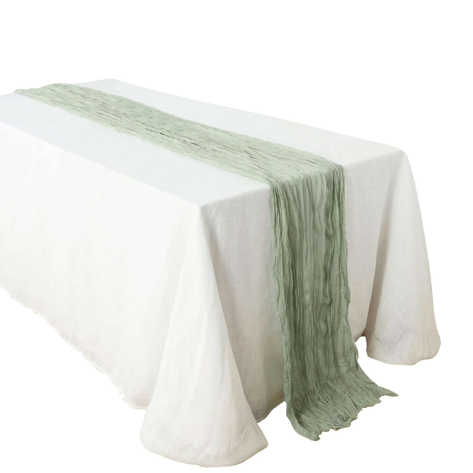 Gauze Cheesecloth 10ft Table Runner Sage Green - Rustic Boho Style