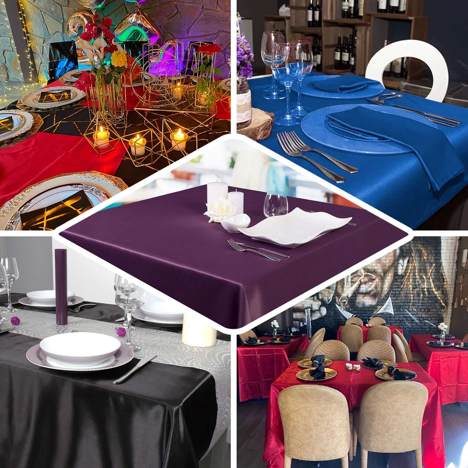 Satin Rectangular 60x102 Tablecloth Terracotta (Rust) - Smooth and Lustrous Table Cover