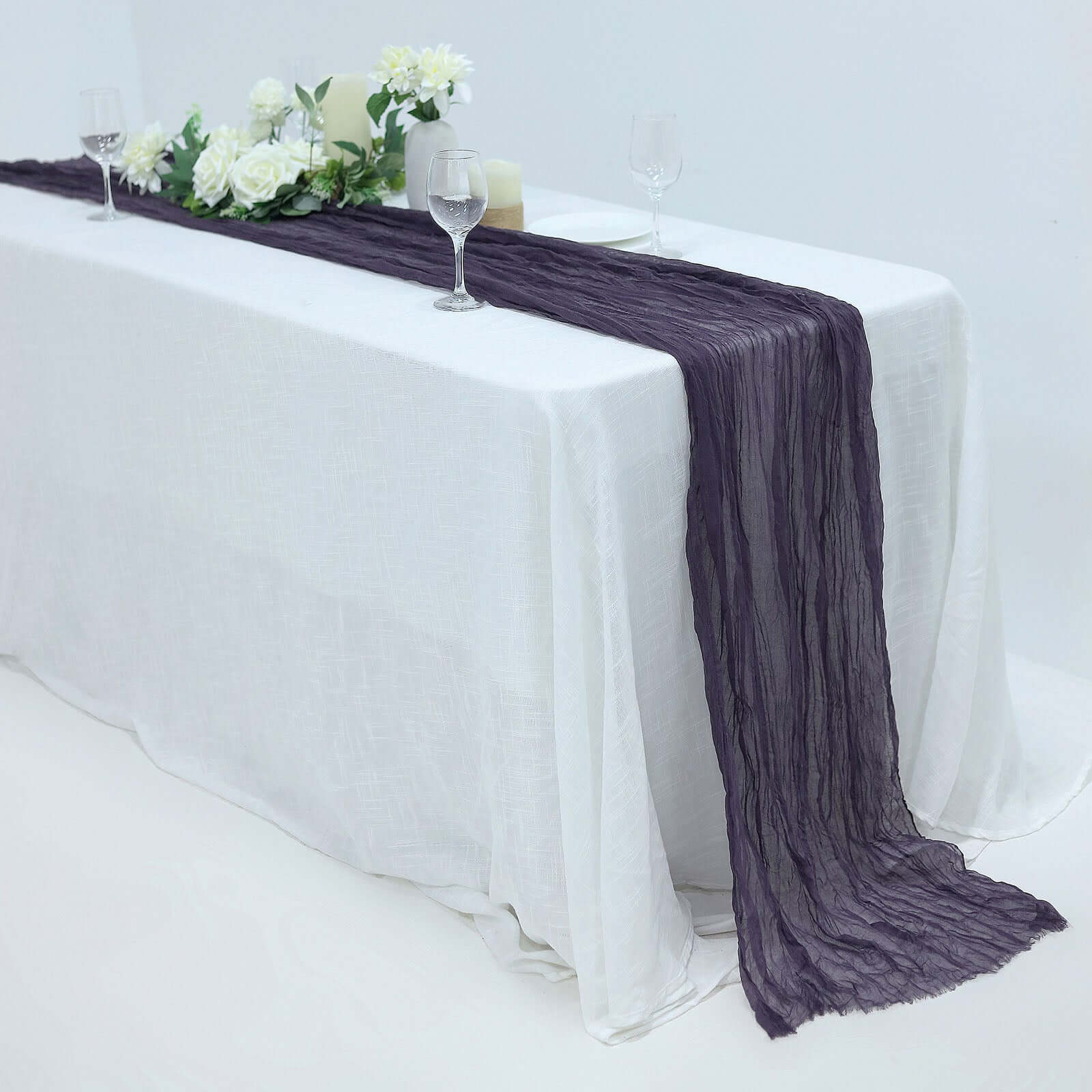 Gauze Cheesecloth 10ft Table Runner Purple - Rustic Boho Style