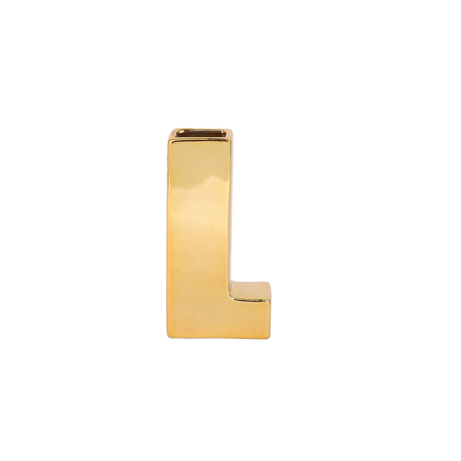 Shiny Ceramic Vase Letter L Gold Plated - Chic Bud Planter Pot for Events & Decor 6