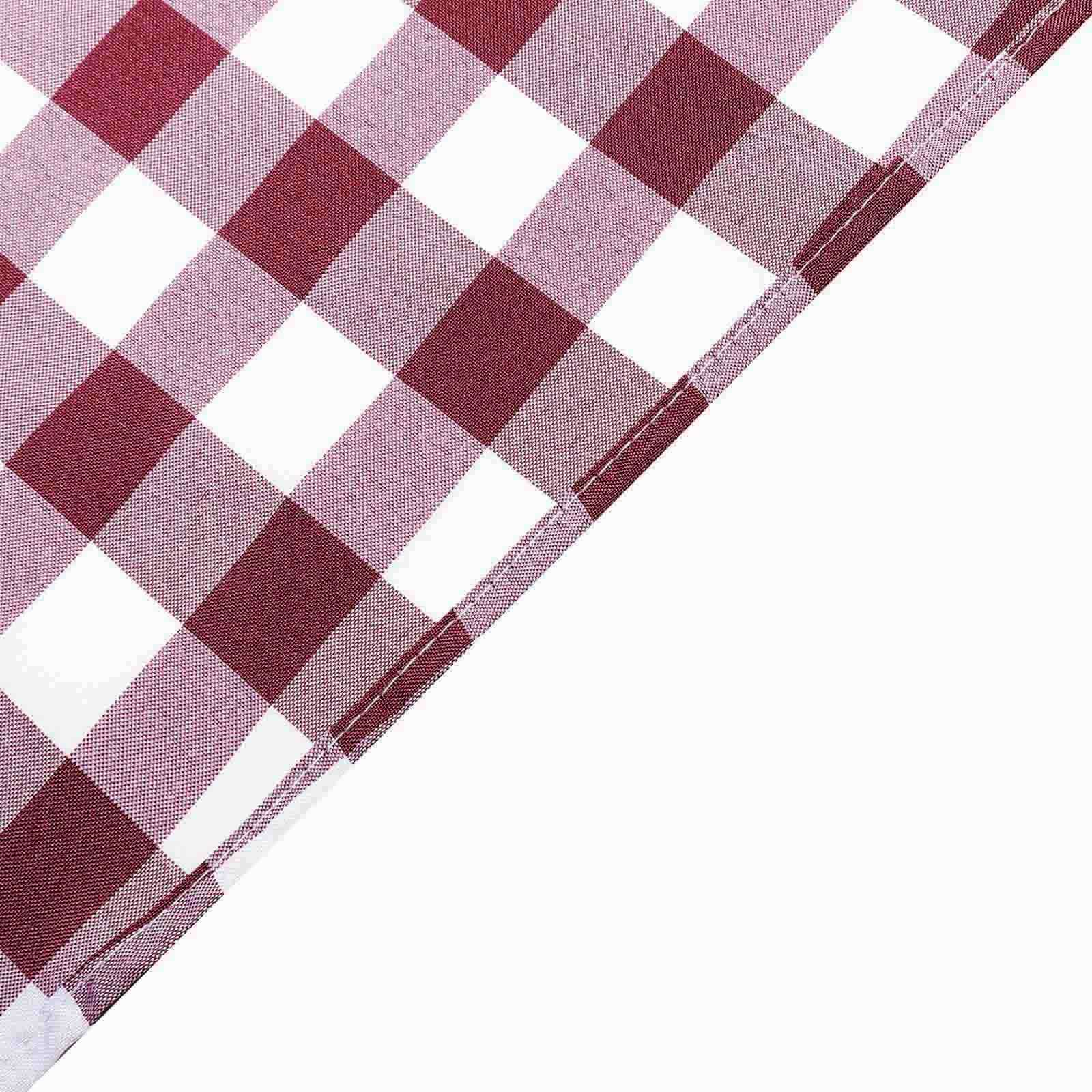 5 Pack Polyester 15x15 Napkins Burgundy/White Buffalo Plaid Gingham Style Cloth Napkins