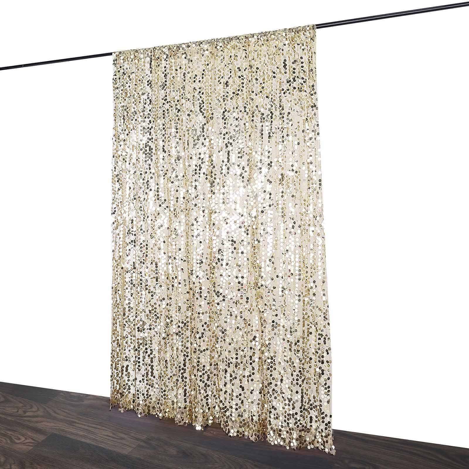 8ftx8ft Champagne Big Payette Sequin Event Curtain Drapes, Backdrop Event Panel