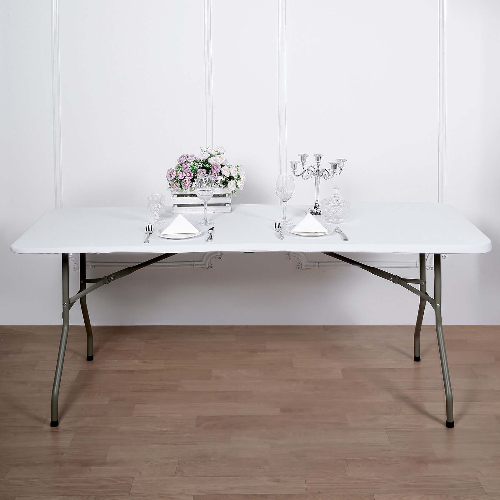 Stretch Spandex 72x30 Rectangle Tablecloth Top Cover White - Sleek & Durable Fitted Table Topper Cap