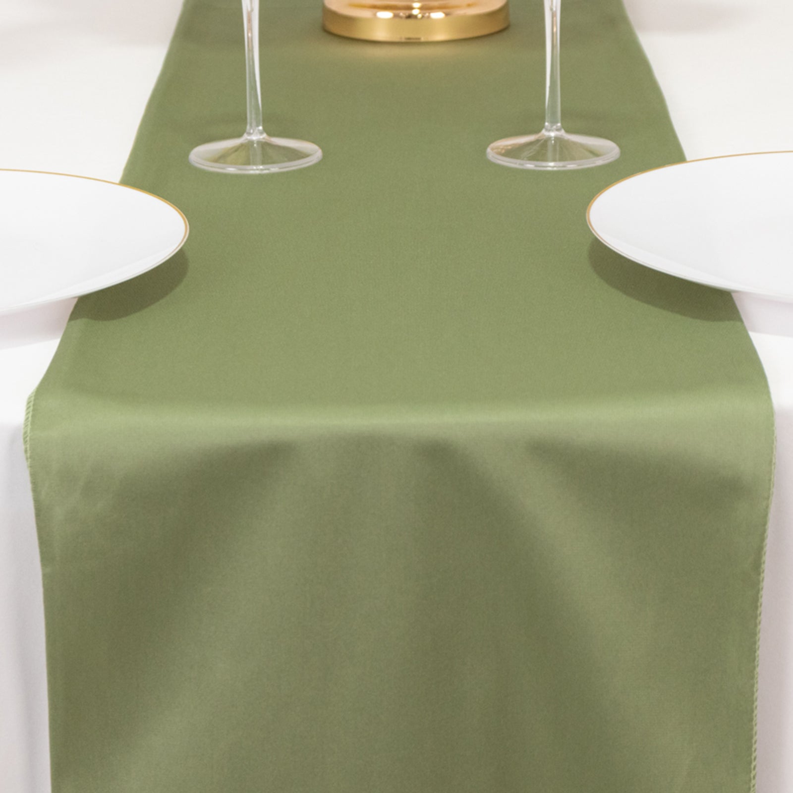 Premium Scuba Polyester 12x108 Table Runner Dusty Sage Green - Wrinkle-Free Table Linen