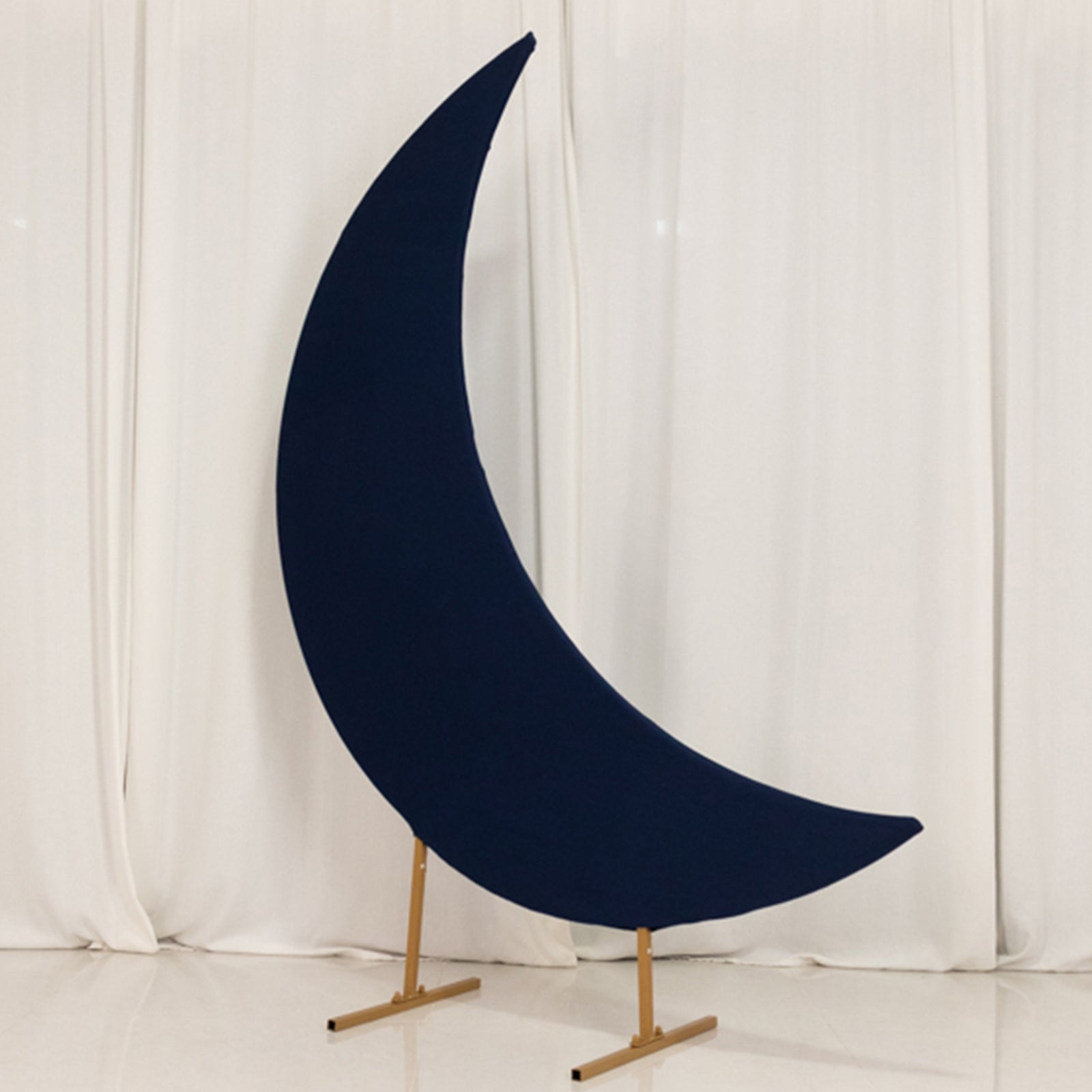 6.5ft Navy Blue Spandex Crescent Moon Chiara Backdrop Stand Cover, Custom Stretch Fitted Wedding Arch Cover