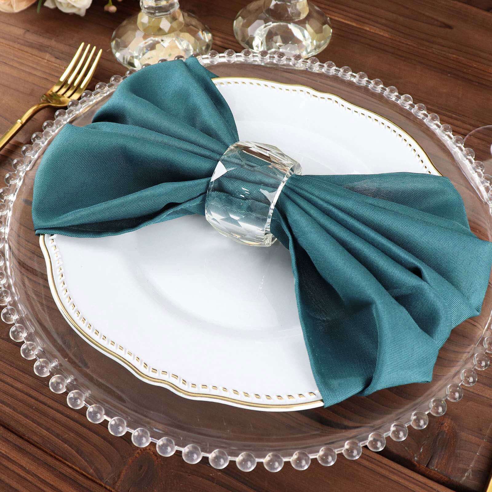 5 Pack Polyester 20x20 Napkins Peacock Teal - Wrinkle Resistant & Easy Care Cloth Napkins