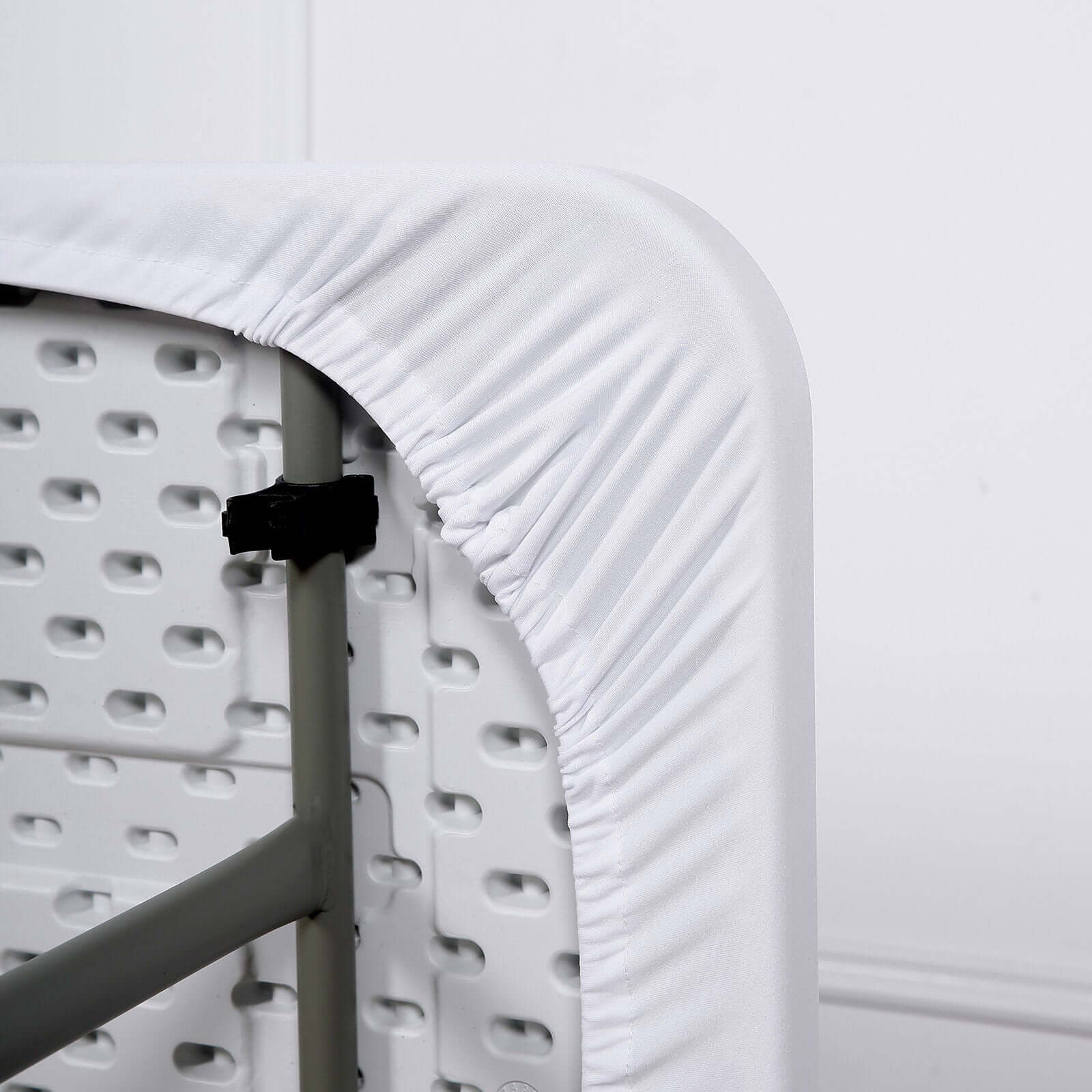 Stretch Spandex 72x30 Rectangle Tablecloth Top Cover White - Sleek & Durable Fitted Table Topper Cap