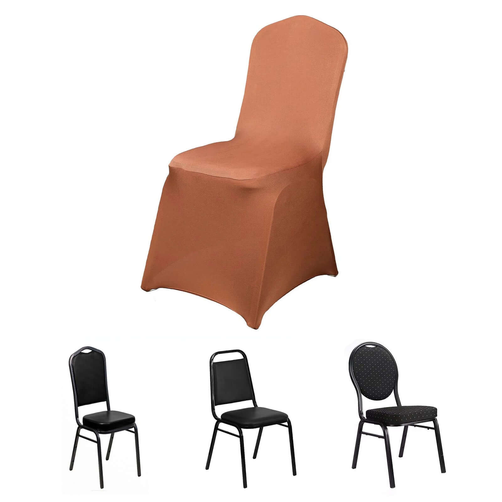 Spandex Chair Cover for Banquet Chairs Terracotta (Rust) - Stretch 160GSM Fabric with Slip-On Slipcover