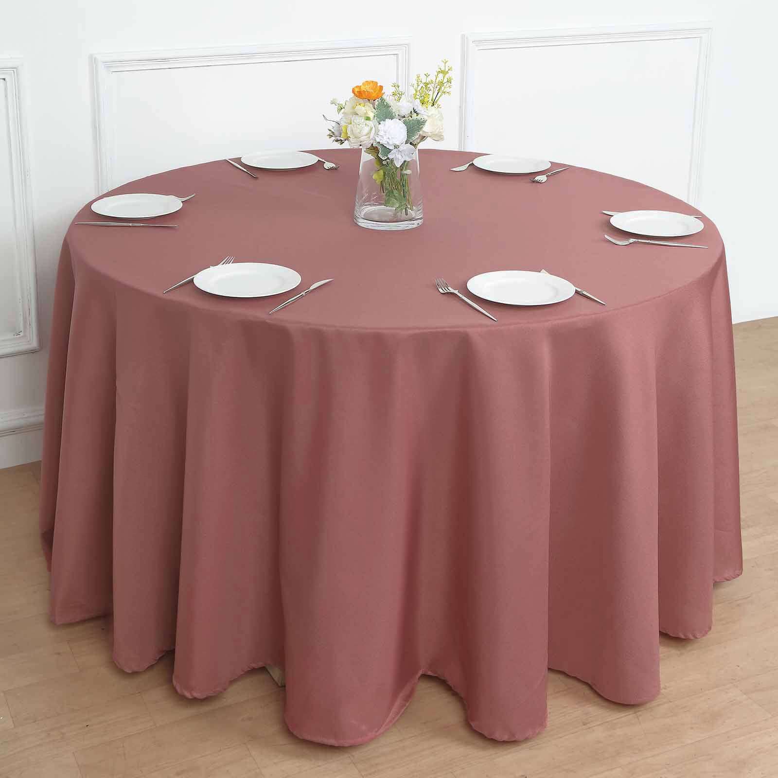 Polyester 108 Round Tablecloth Cinnamon Rose - Wrinkle-Resistant Table Cover