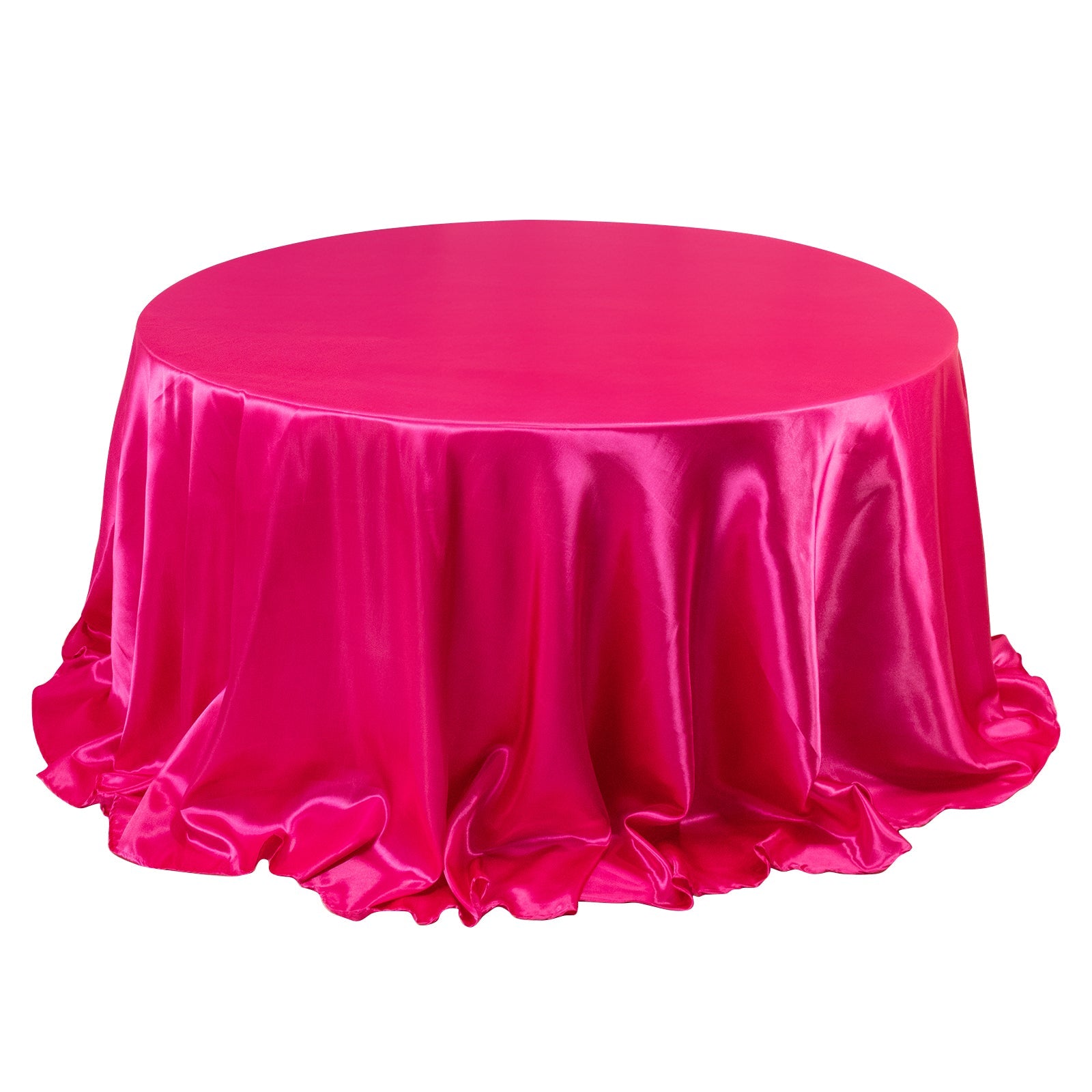 Satin 132 Round Tablecloth Fuchsia - Stylish Seamless Table Cover