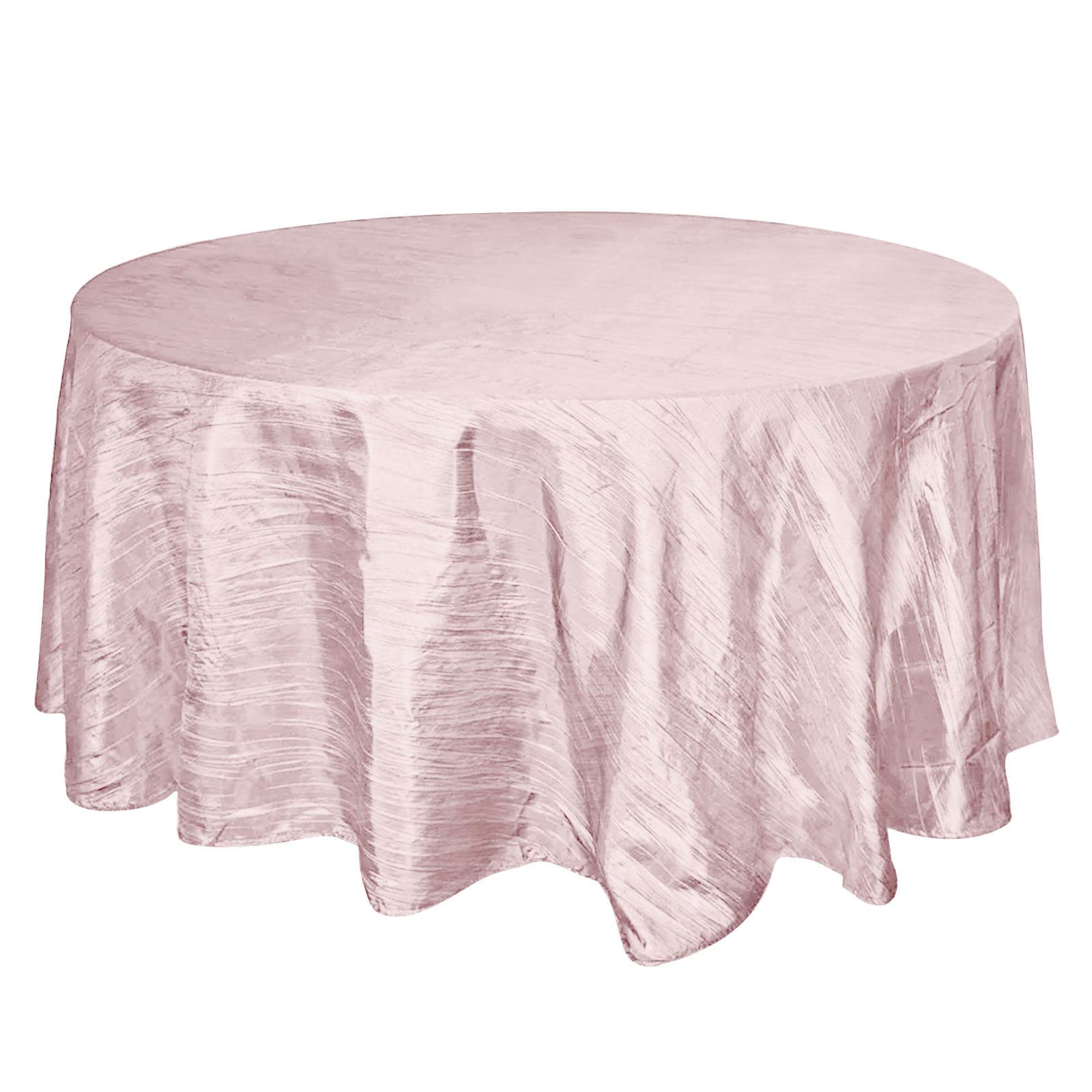 Taffeta 120 Round Tablecloth Blush - Seamless Accordion Crinkle Table Cover
