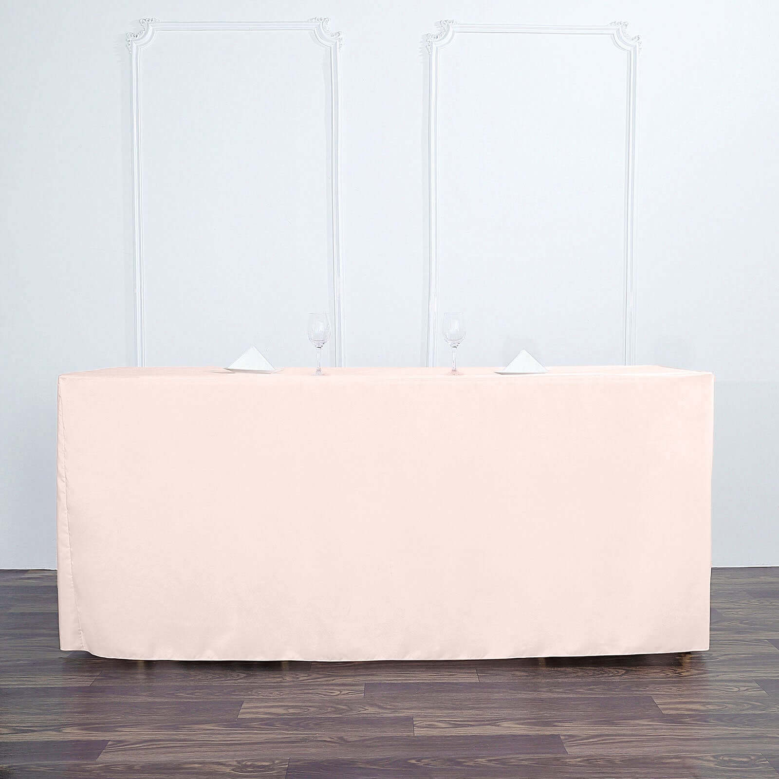 Fitted Polyester 72x30 Rectangle Tablecloth Blush - Durable Table Cover