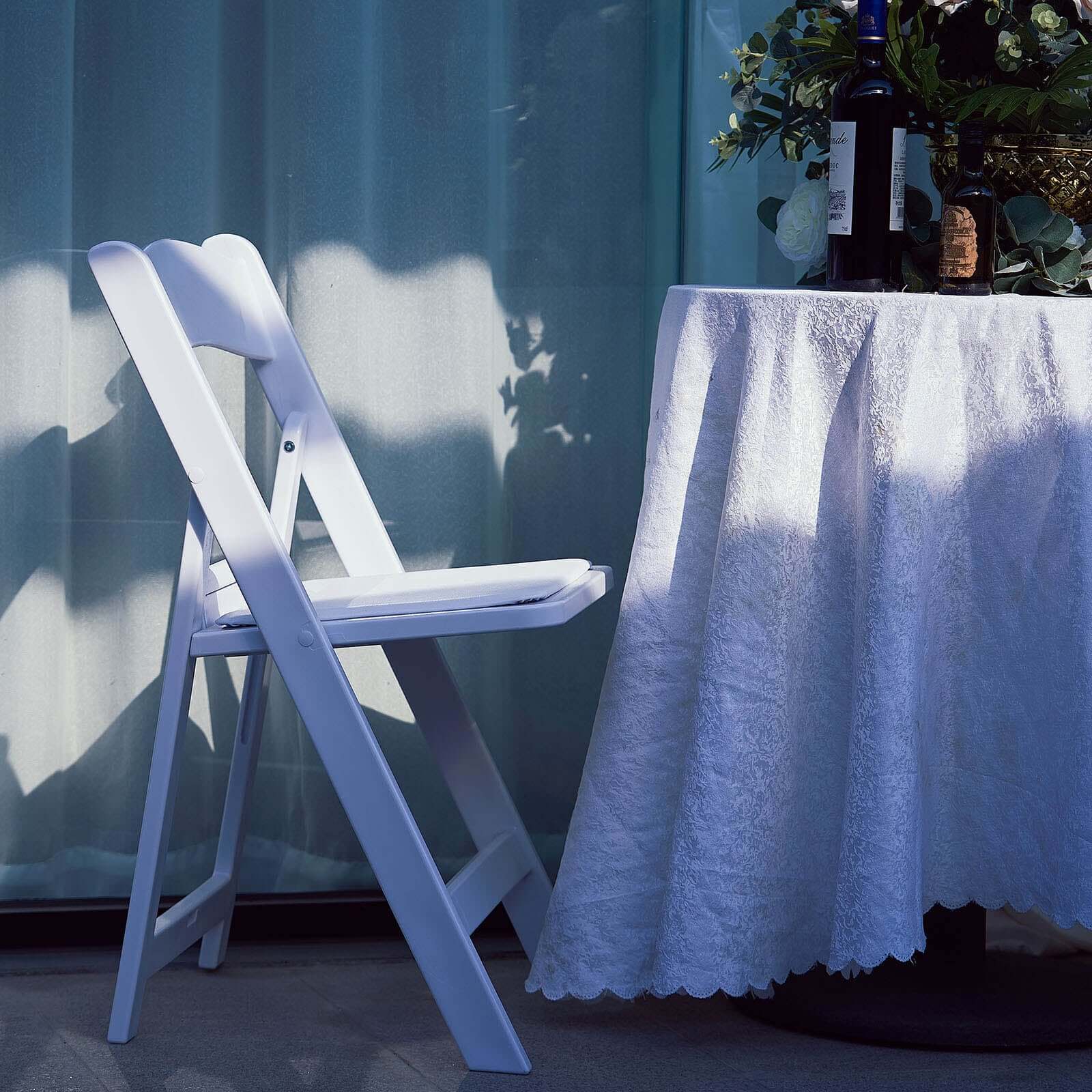 Resin Chair with Vinyl Padded Seat for Folding Use White - Stylish Design for Indoor or Outdoor Weddings & Gatherings