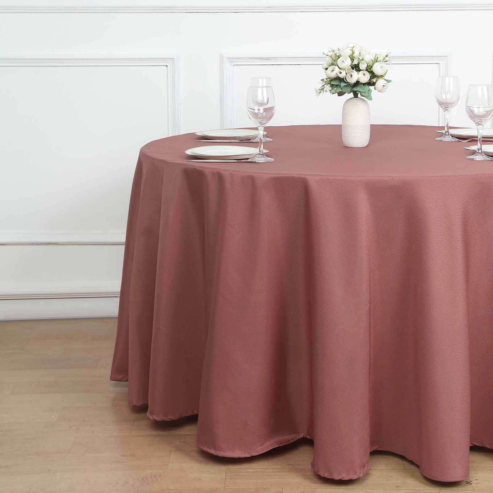 Polyester 108 Round Tablecloth Cinnamon Rose - Wrinkle-Resistant Table Cover