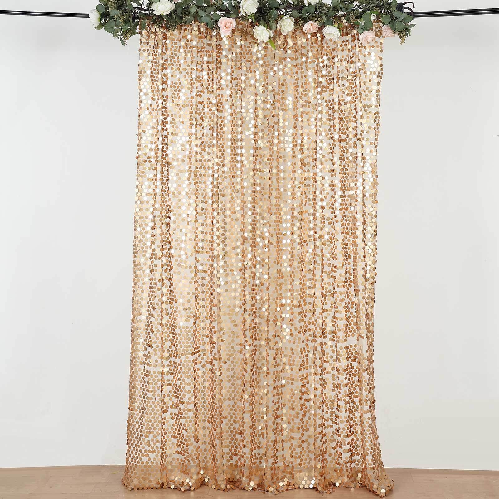 8ftx8ft Matte Champagne Big Payette Sequin Event Curtain Drapes, Backdrop Event Panel