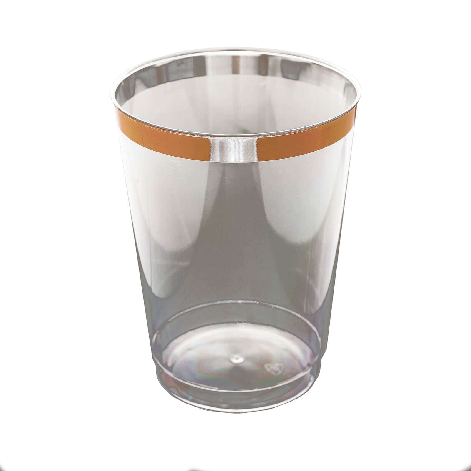 12-Pack Plastic Party Cups Clear with Rose Gold Rim - Durable Disposable Tumblers for Banquets & Special Occasions 10oz