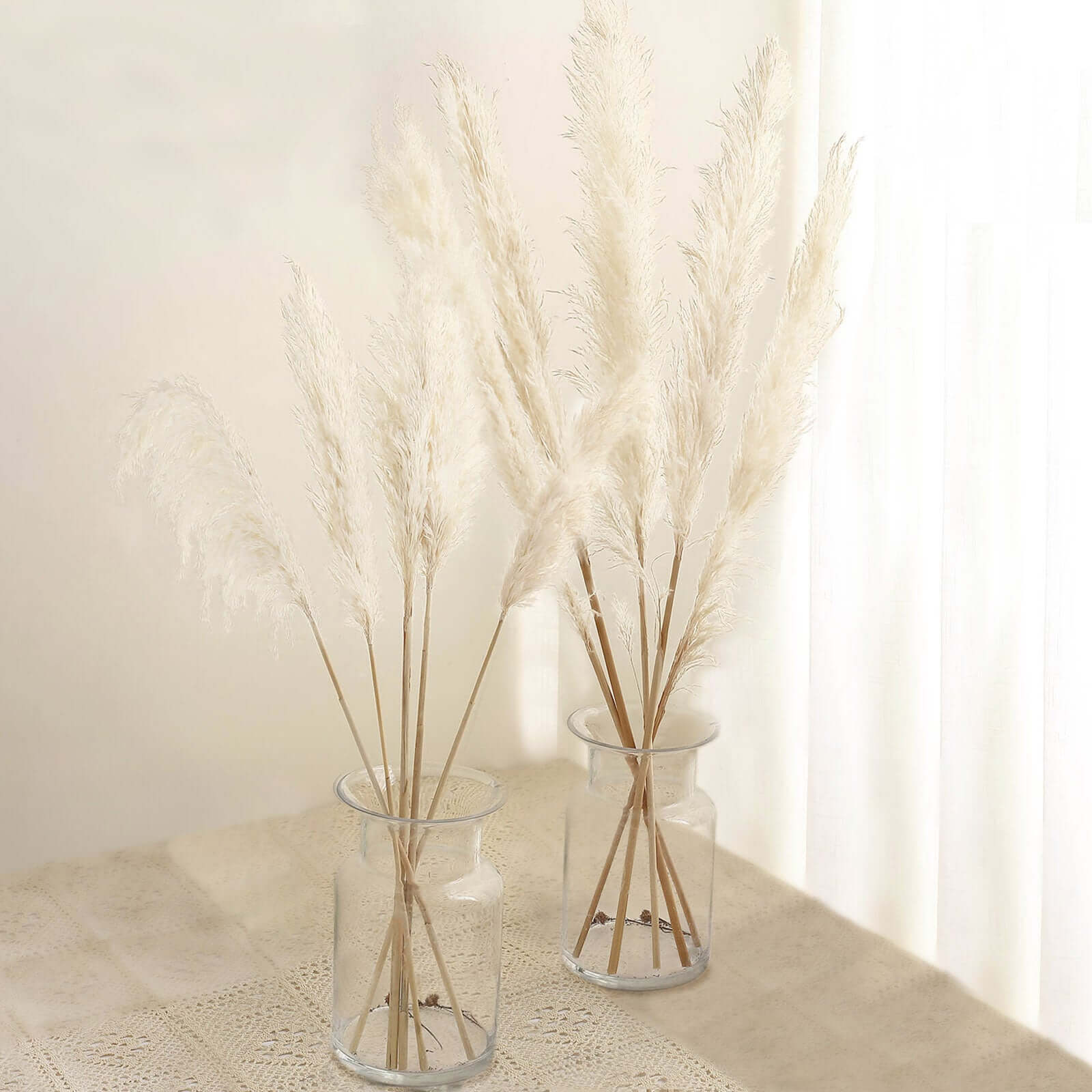 6 Stems Natural Dried Pampas Grass Decor Off White Tint - Versatile Plant Sprays for Boho Chic Vase Displays Backdrops & Event Styling 32