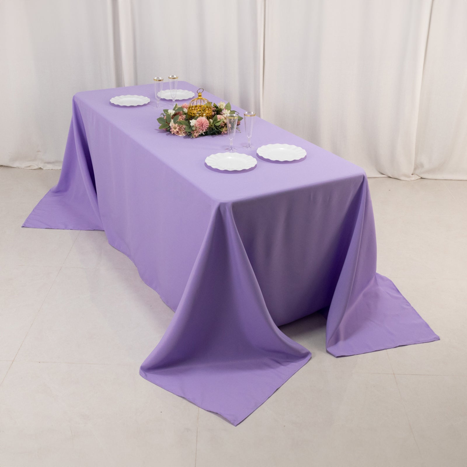 Premium Polyester 90x132 Rectangle Tablecloth Lavender Lilac - Seamless 220GSM Stain-Resistant Table Cover