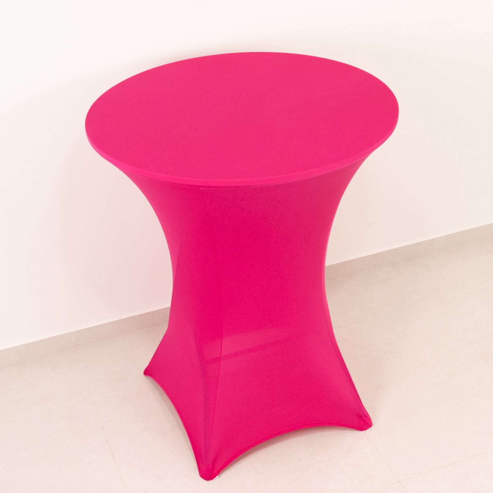 Spandex 33-36 Round Cocktail Table Cover Fuchsia - Easy to Maintain Stretch Fitted Highboy Tablecloth