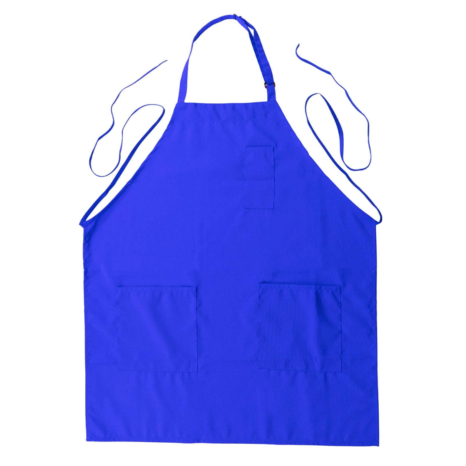 Royal Blue Premium Polyester Cooking Chef Apron with Adjustable Neck and Long Ties, Waterdrop Resistant 2 Pockets Unisex Kitchen Bib Apron