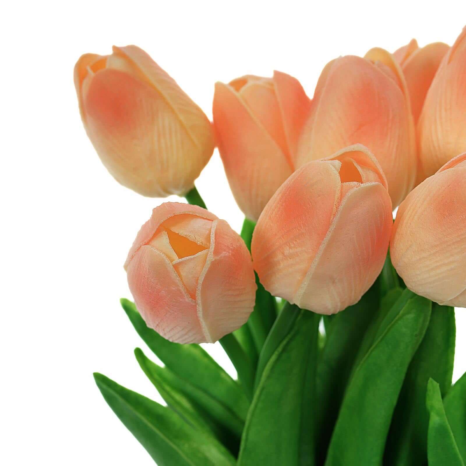 10 Stems 13 Peach Real Touch Artificial Foam Tulip Flower Bouquets