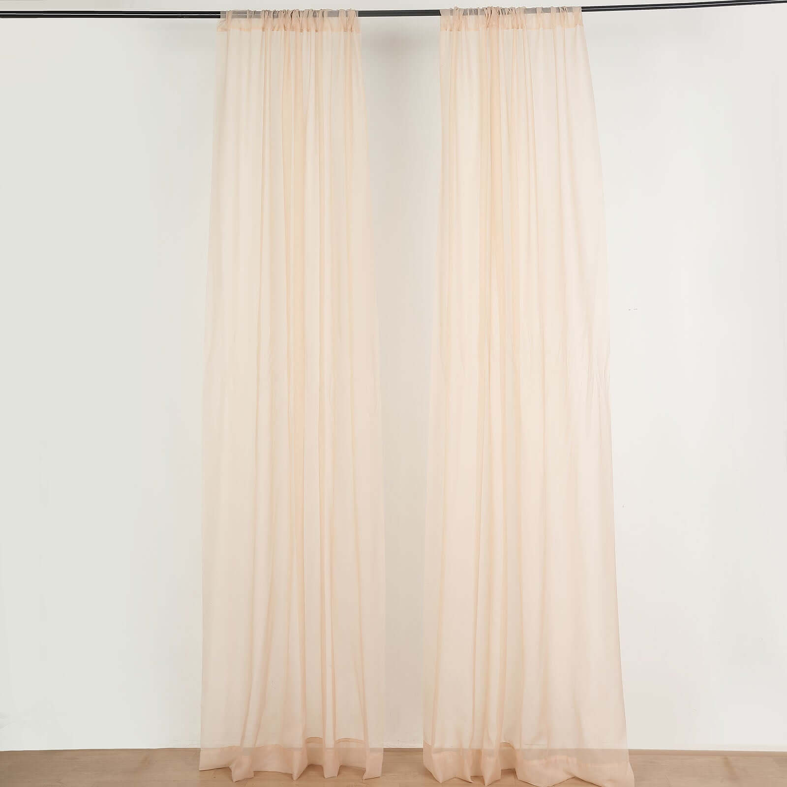 2 Pack Nude Sheer Chiffon Event Curtain Drapes, Durable Flame Resistant Premium Organza Backdrop Event Panels With Rod Pockets - 10ftx10ft