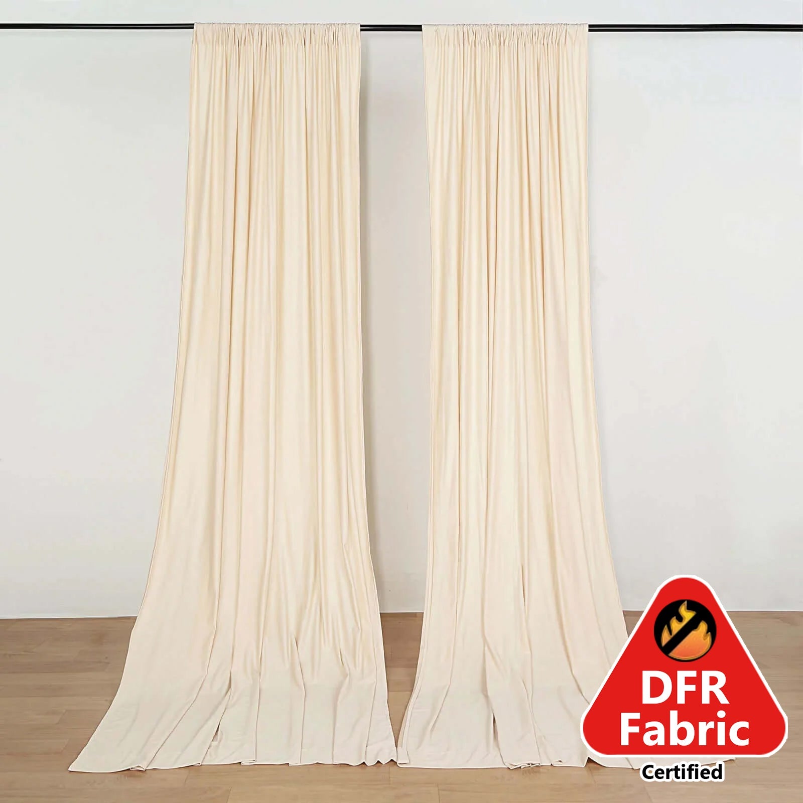 2 Pack Beige Scuba Polyester Event Curtain Drapes, Durable Flame Resistant Backdrop Event Panels Wrinkle Free with Rod Pockets - 10ftx10ft