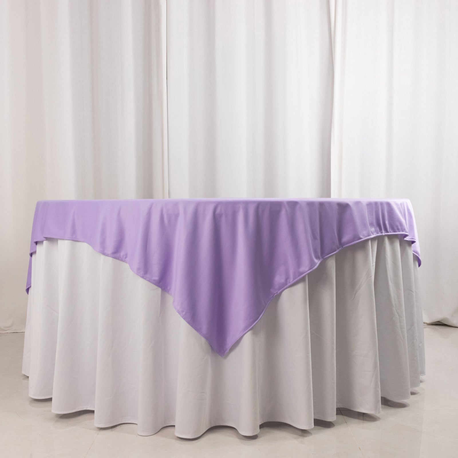 Premium Scuba 70x70 Table Overlay Square Tablecloth Lavender - Wrinkle Free & Stain Resistant Table Cover