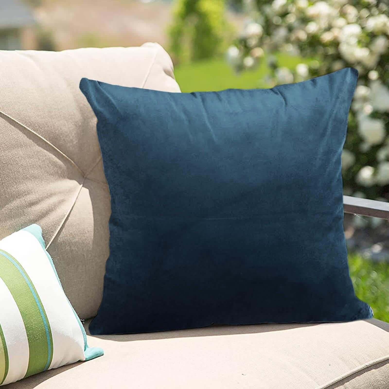 2 Pack 18 Navy Blue Soft Velvet Square Throw Pillow Cover