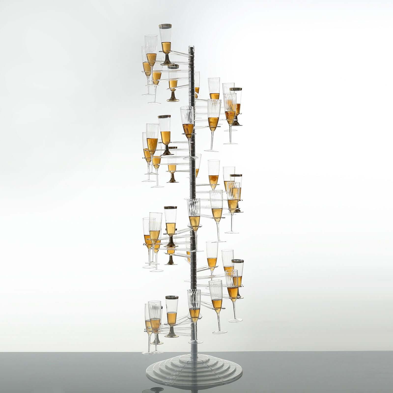 Champagne Glass Holder Tower Clear Acrylic Spiral Design - Flute Display Rack Cocktail Tree Stand with 40 Holders for Professional & Home Use 4.5ft